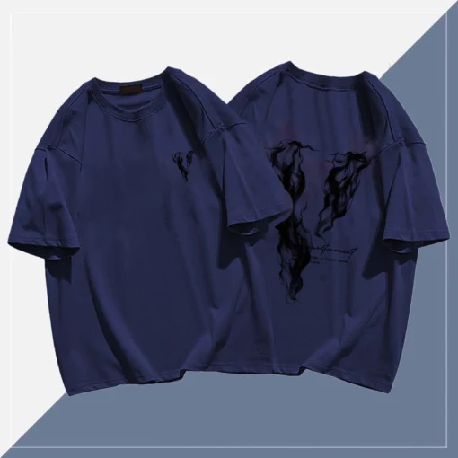 Áo phông vintage nam Màu kaki form rộng mùa hè cổ tròn "V" in hình fashion local brand - Ảnh 5