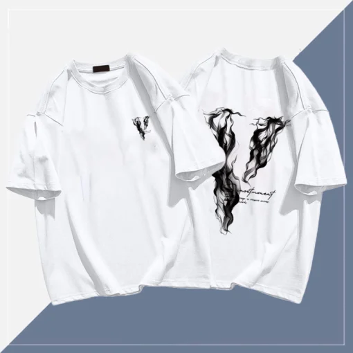 Áo phông vintage nam Màu kaki form rộng mùa hè cổ tròn "V" in hình fashion local brand - Ảnh 7