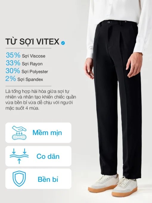 Quần âu nam - Smart Pants điều chỉnh cạp, vải Vitex co giãn cao cấp chống nhăn D5 - Ảnh 7