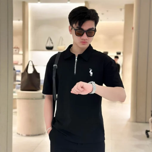 Áo Polo Nam Cổ Zip Chất Vải Cotton Thoáng Mát Co Gian Họa Tiết Thêu Logo Sắc Nét - Ảnh 3