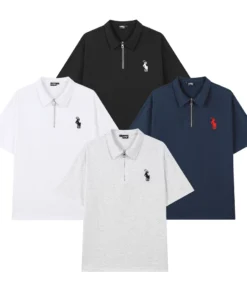 Alternative view of Áo Polo Nam Cổ Zip Chất Vải Cotton Thoáng Mát Co Gian Họa Tiết Thêu Logo Sắc Nét