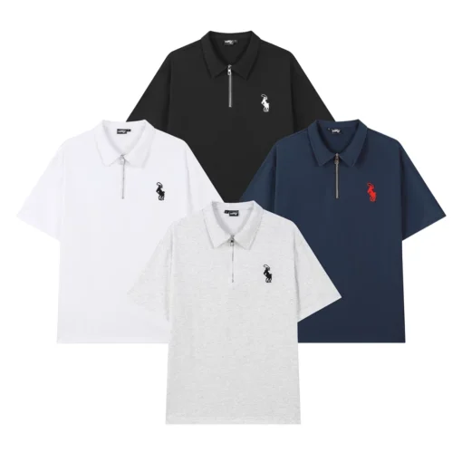 Áo Polo Nam Cổ Zip Chất Vải Cotton Thoáng Mát Co Gian Họa Tiết Thêu Logo Sắc Nét - Ảnh 2
