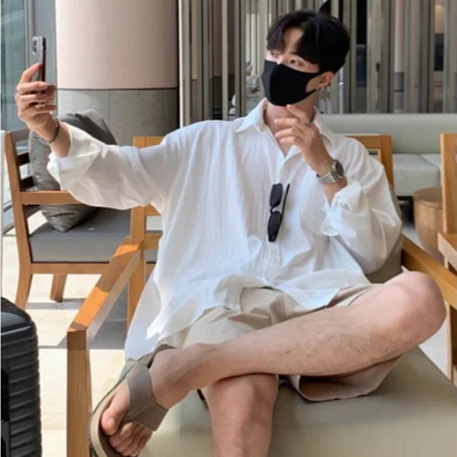 Áo Sơ Mi Nam Mùa Hè Chất Đũi Linen Thấm Hút Mồ Hôi Phù Hợp Mặc Đi Biển Đi Chơi HALLEY A28 - Ảnh 4