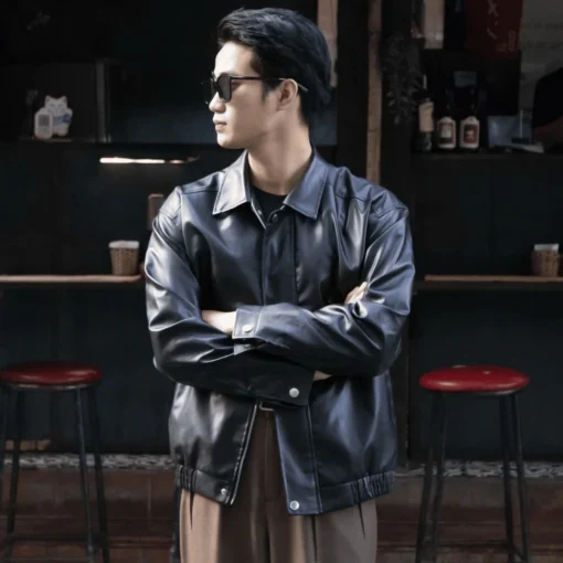 Áo khoác da nam nữ form rộng phong cách Hàn Quốc, Leather jacket basic - Ảnh 6