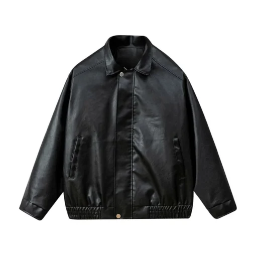 Áo khoác da nam nữ form rộng phong cách Hàn Quốc, Leather jacket basic - Ảnh 3
