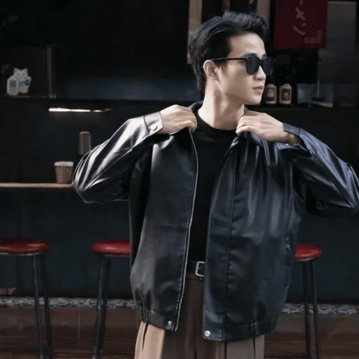 Áo khoác da nam nữ form rộng phong cách Hàn Quốc, Leather jacket basic - Ảnh 7