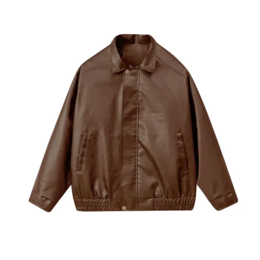 Áo khoác da nam nữ form rộng phong cách Hàn Quốc, Leather jacket basic - Ảnh 2