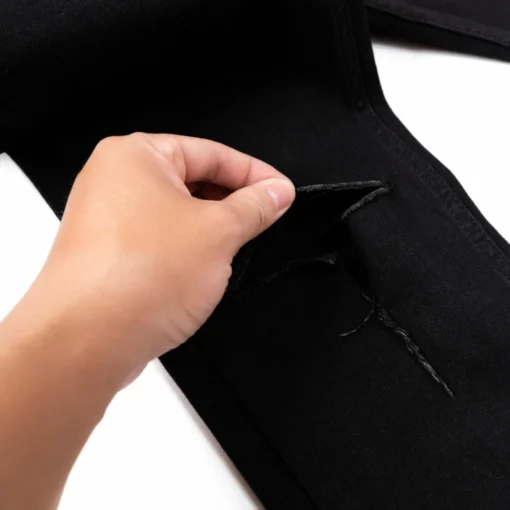 Quần jean nam rách gối to màu đen trơn chất bò co dãn 4 chiều đẹp form dáng skinny - Ảnh 6