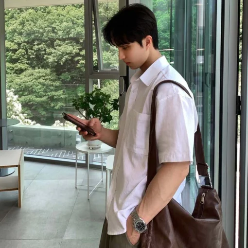 Áo Sơ Mi Nam Linen Cộc Tay Đi Biển Cổ Bẻ Thời Trang Thoáng Mát Mùa Hè - Ảnh 8
